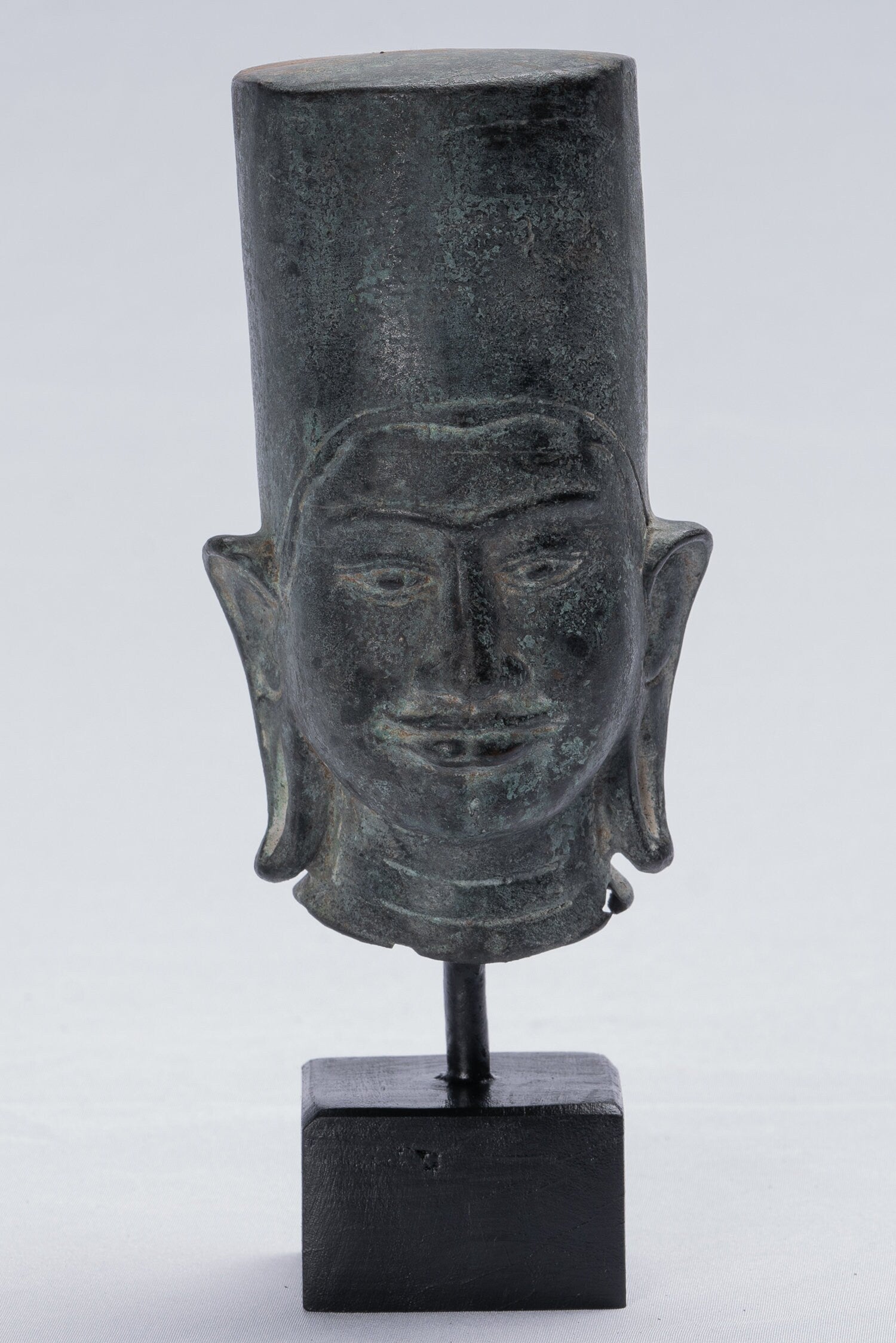 Vishnu Statue-Antique Phnom Da Style montés en bronze khmer Vishnu Head-19cm/8 "