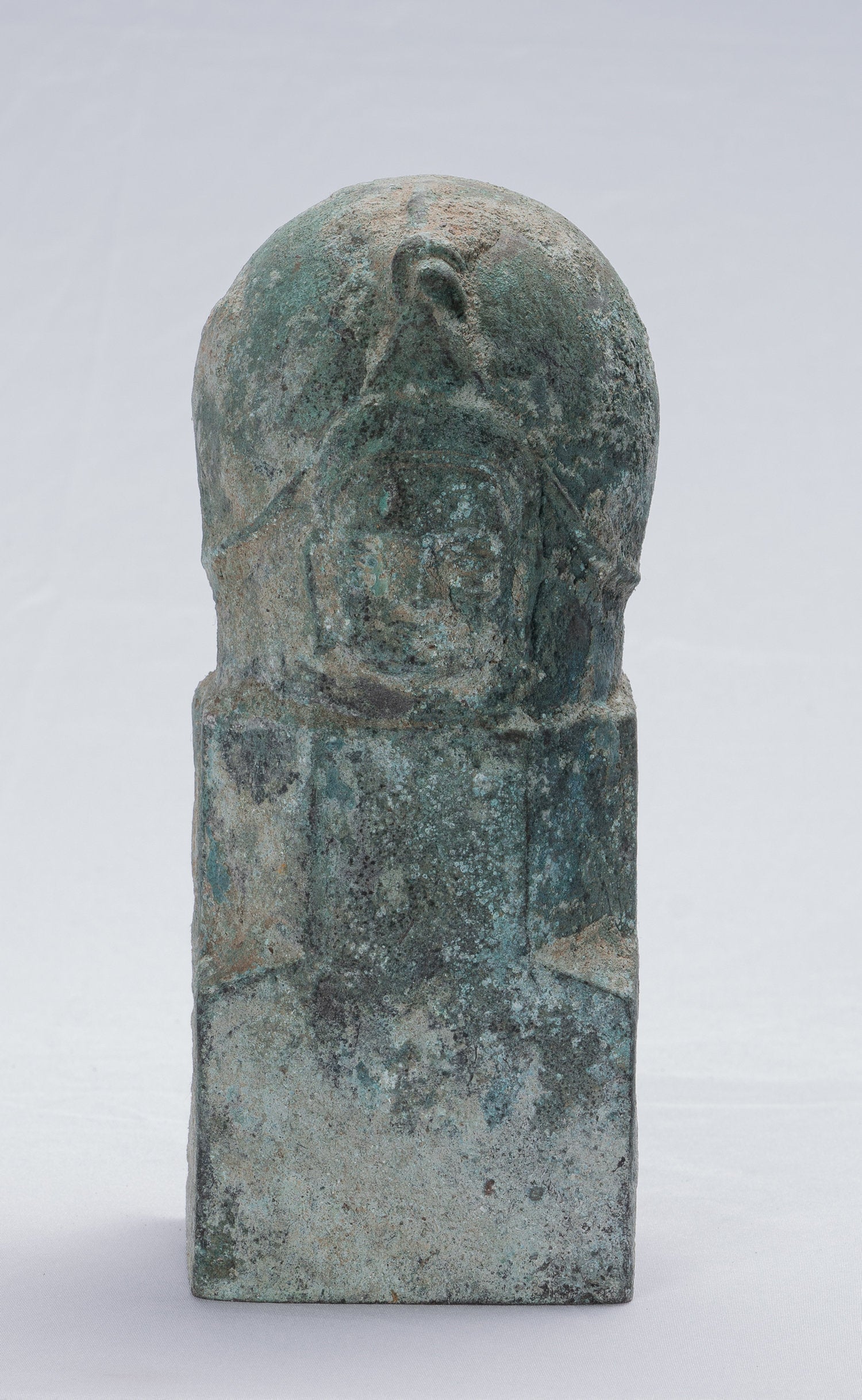 Antique Khmer Style Verdigris Bronzo Shiva Linga / Lingnum & Yoni - 14 cm / 6 "