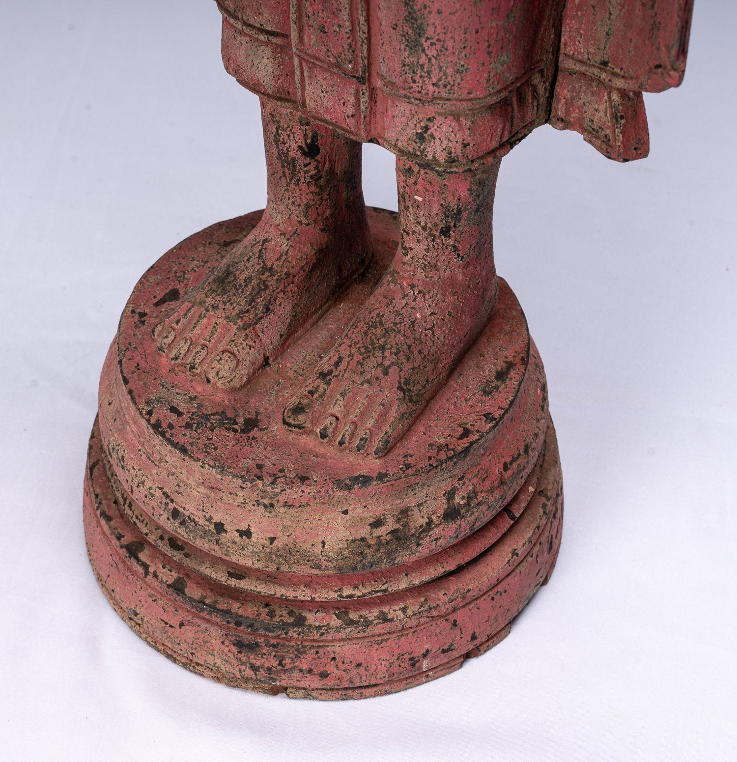 Estatua de Buda - Protección de madera de estilo antiguo de estilo jemer el lunes Estatua de Buda - 107 cm/43 "