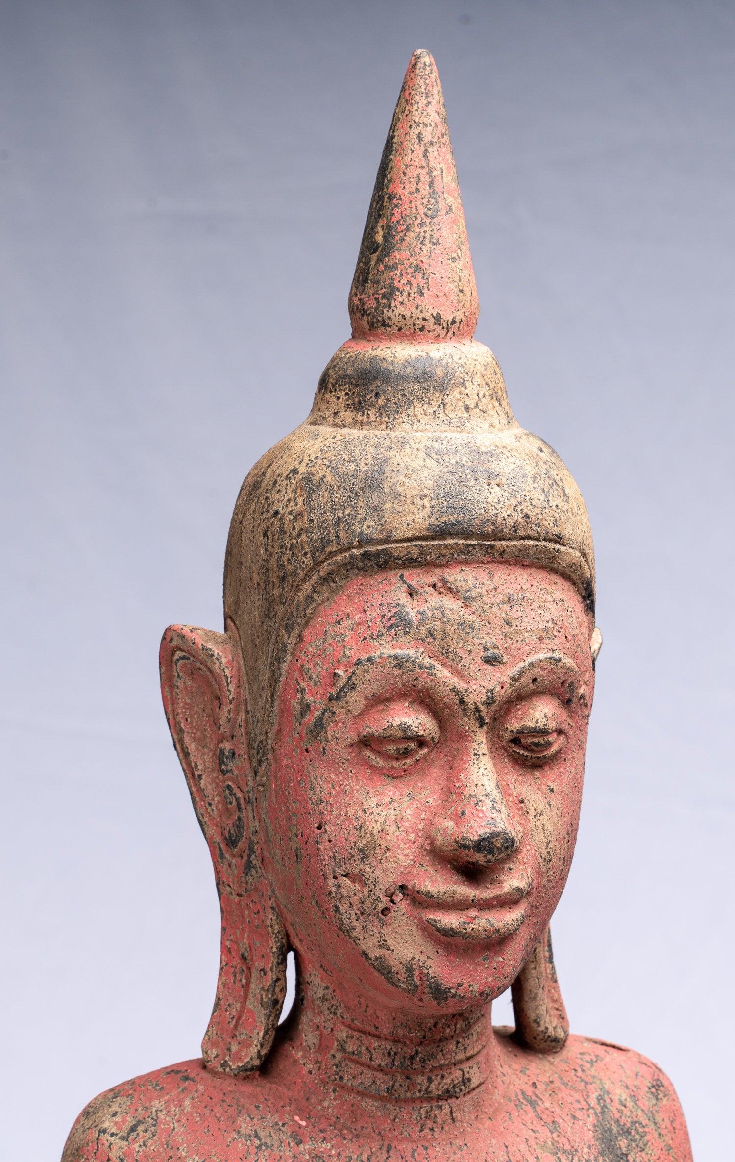 Estatua de Buda - Protección de madera de estilo antiguo de estilo jemer el lunes Estatua de Buda - 107 cm/43 "