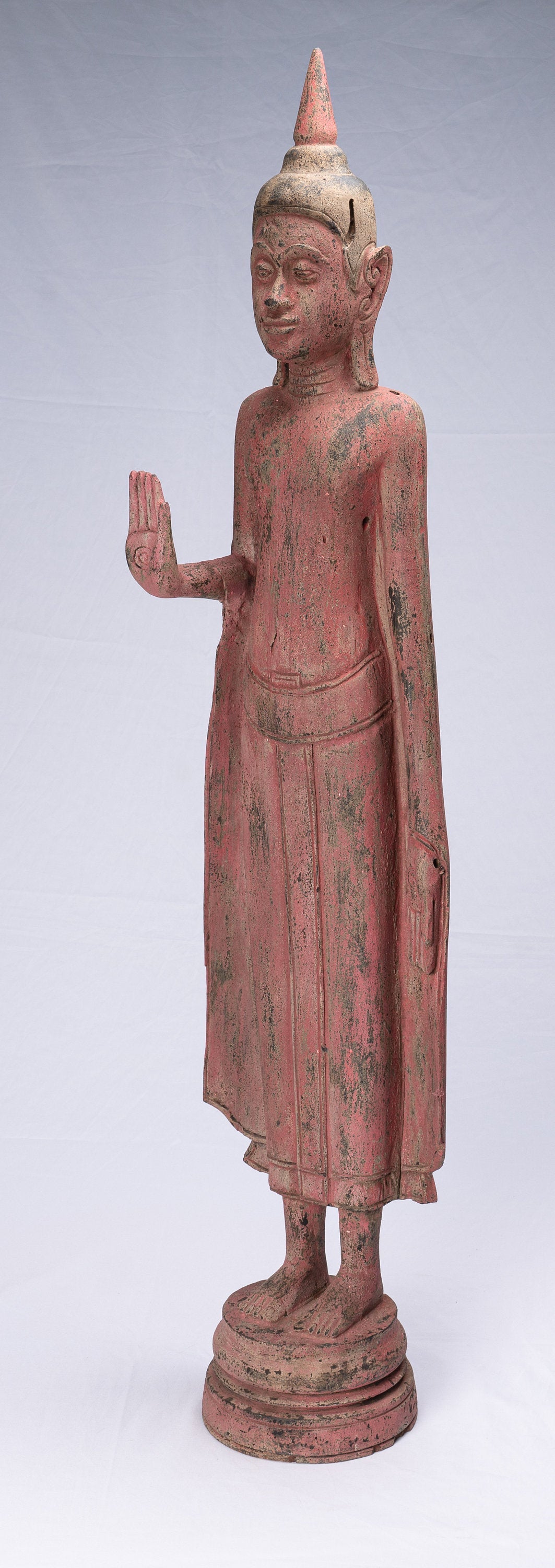 Estatua de Buda - Protección de madera de estilo antiguo de estilo jemer el lunes Estatua de Buda - 107 cm/43 "