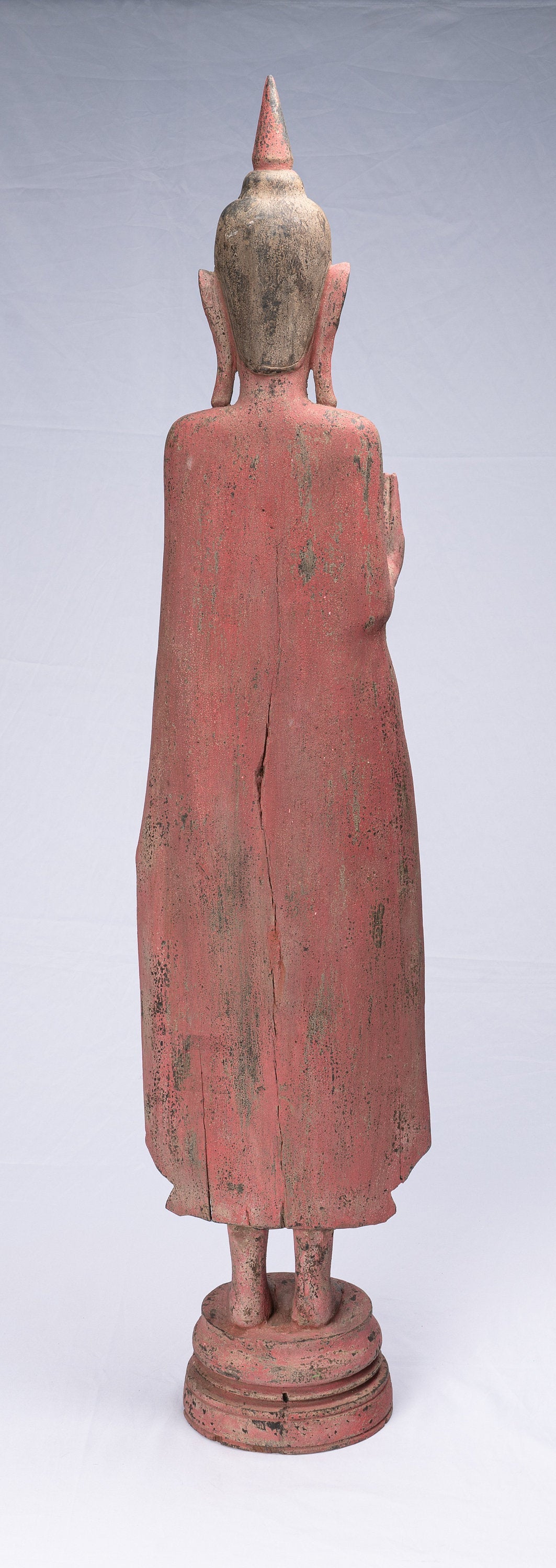 Estatua de Buda - Protección de madera de estilo antiguo de estilo jemer el lunes Estatua de Buda - 107 cm/43 "