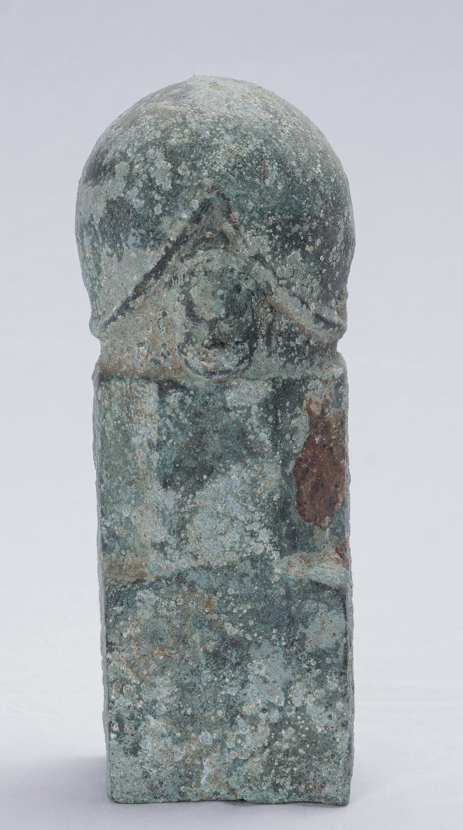 Antique Khmer Style Verdigris Bronzo Shiva Linga / Lingnum & Yoni - 22 cm / 9 "