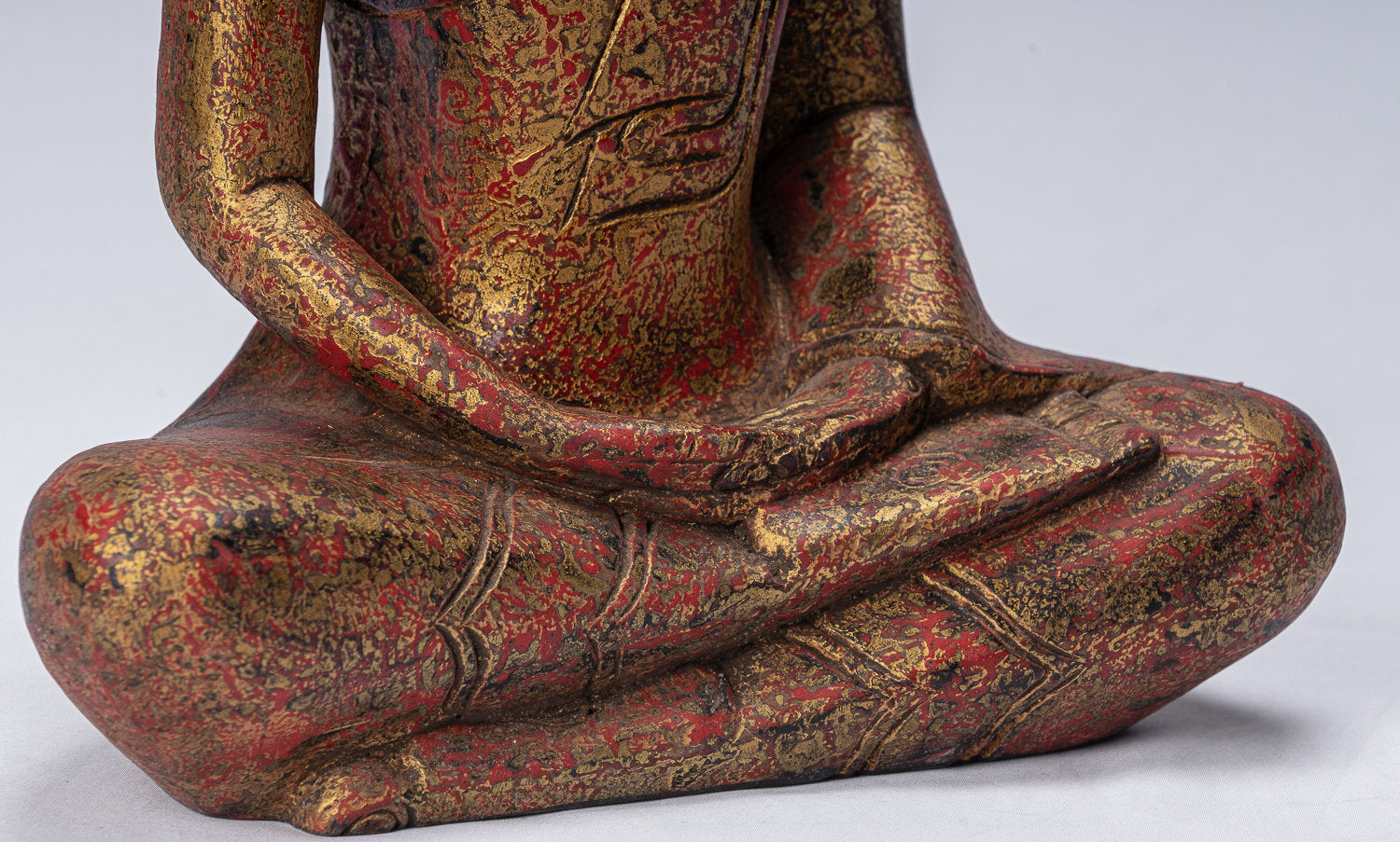 Escultura de Buda - Estatua de Buda de madera de estilo jemer antiguo Dhyana Meditation Mudra - 38 cm/15 "