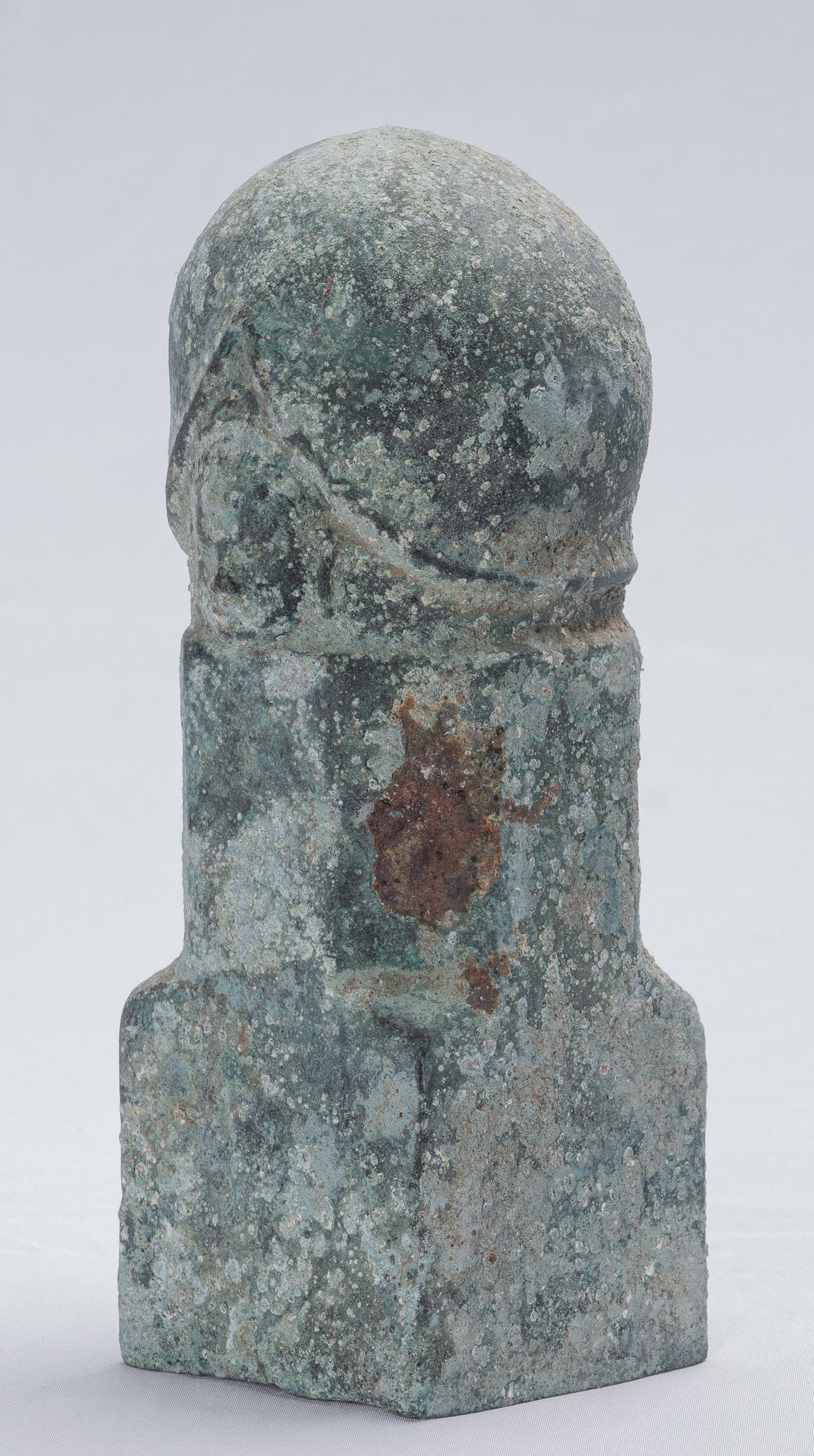 Antique Khmer Style Verdigris Bronzo Shiva Linga / Lingnum & Yoni - 22 cm / 9 "