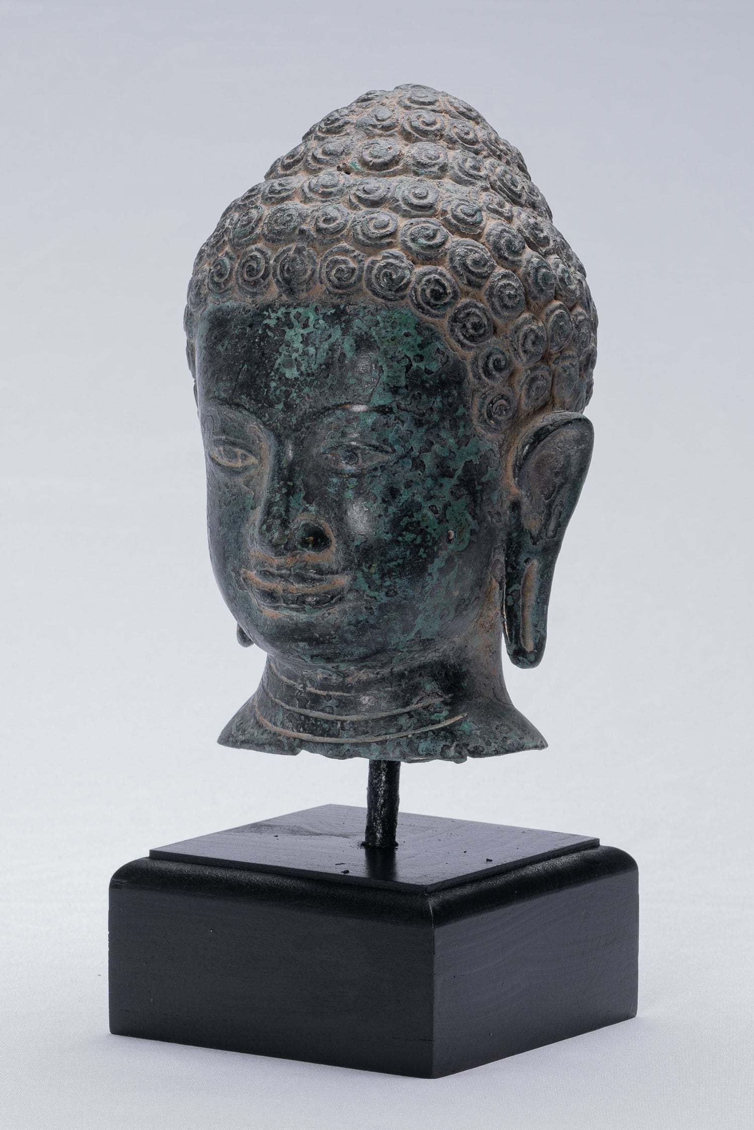 Statue de Bouddha – Statue de Bouddha Phnom Da en bronze antique de style khmer – 25 cm