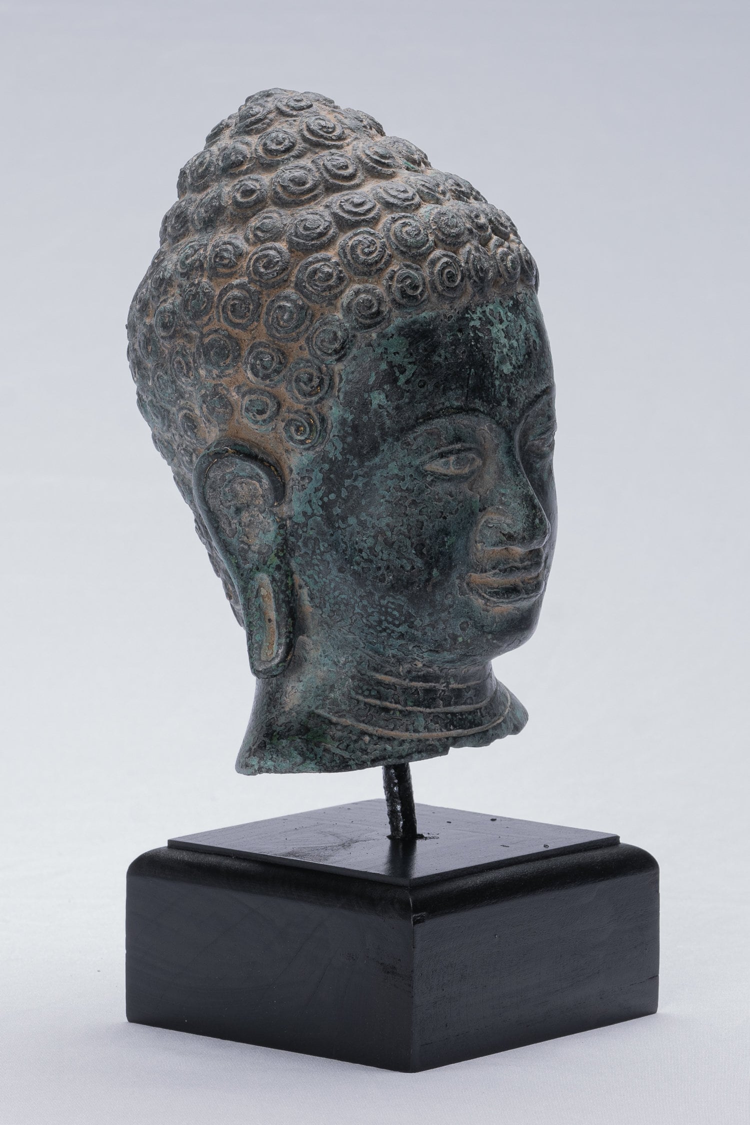 Statue de Bouddha – Statue de Bouddha Phnom Da en bronze antique de style khmer – 25 cm