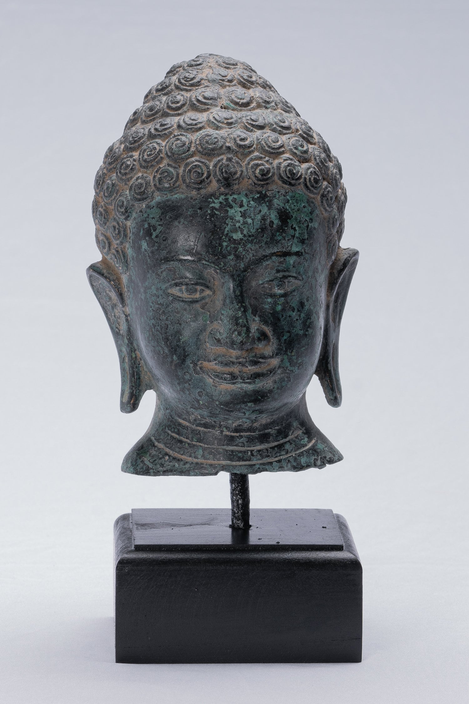 Statue de Bouddha – Statue de Bouddha Phnom Da en bronze antique de style khmer – 25 cm