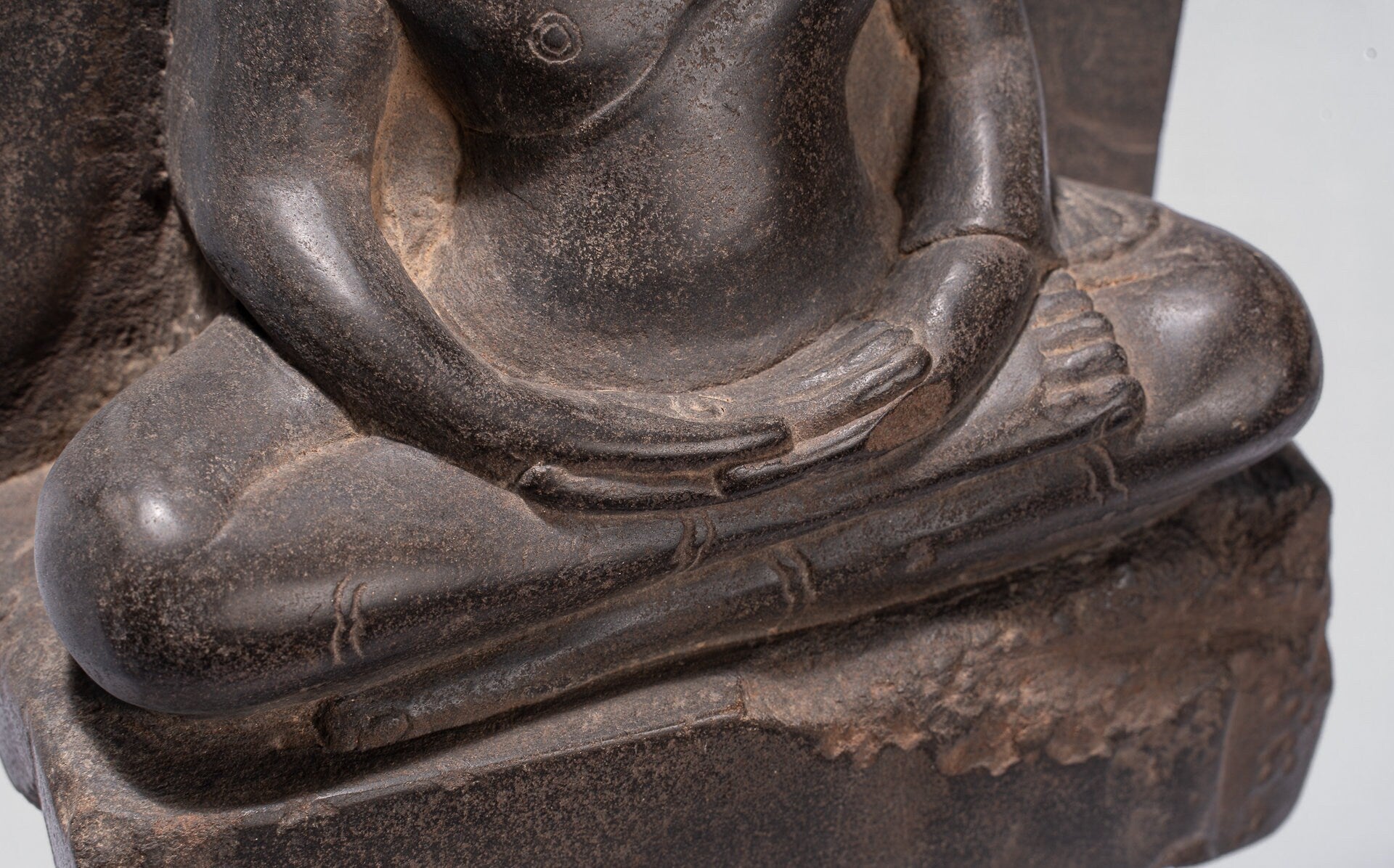 Statue de Bouddha-Antique Khmers Style Pierre Stèle Méditation Bouddha Statue-69cm/28 "