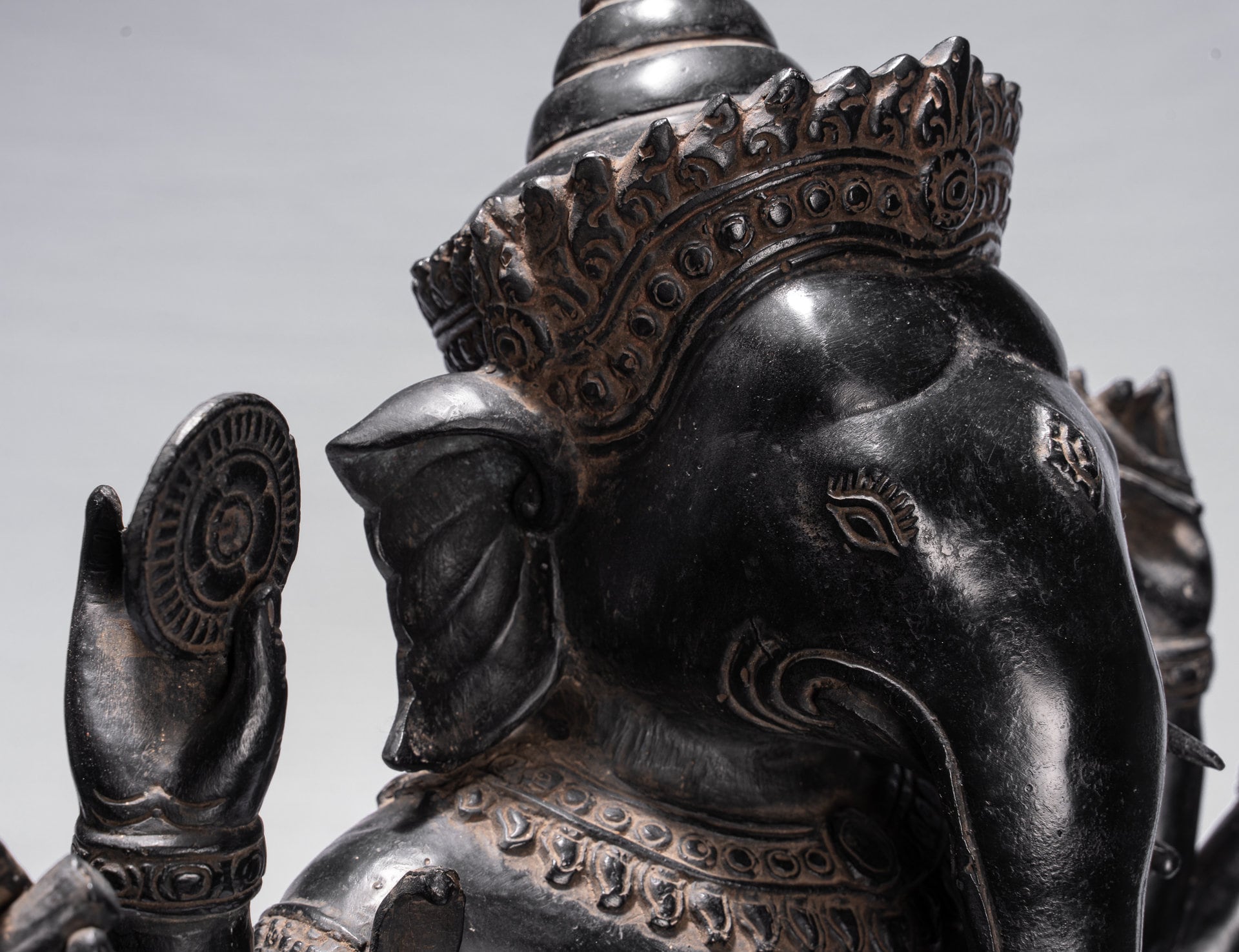 Statue Ganesha - Statua Ganesha in stile antico Khmer in piedi in piedi e Yoni - 84 cm/34 "