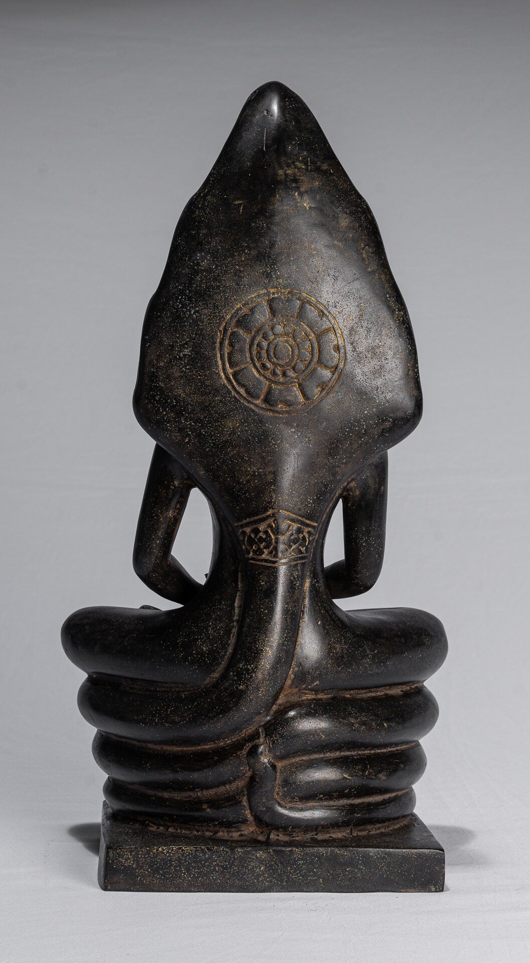 Buddha Statue - Antique Khmer Style Bronze Seated Meditation Naga Buddha Statue - 42cm/17"
