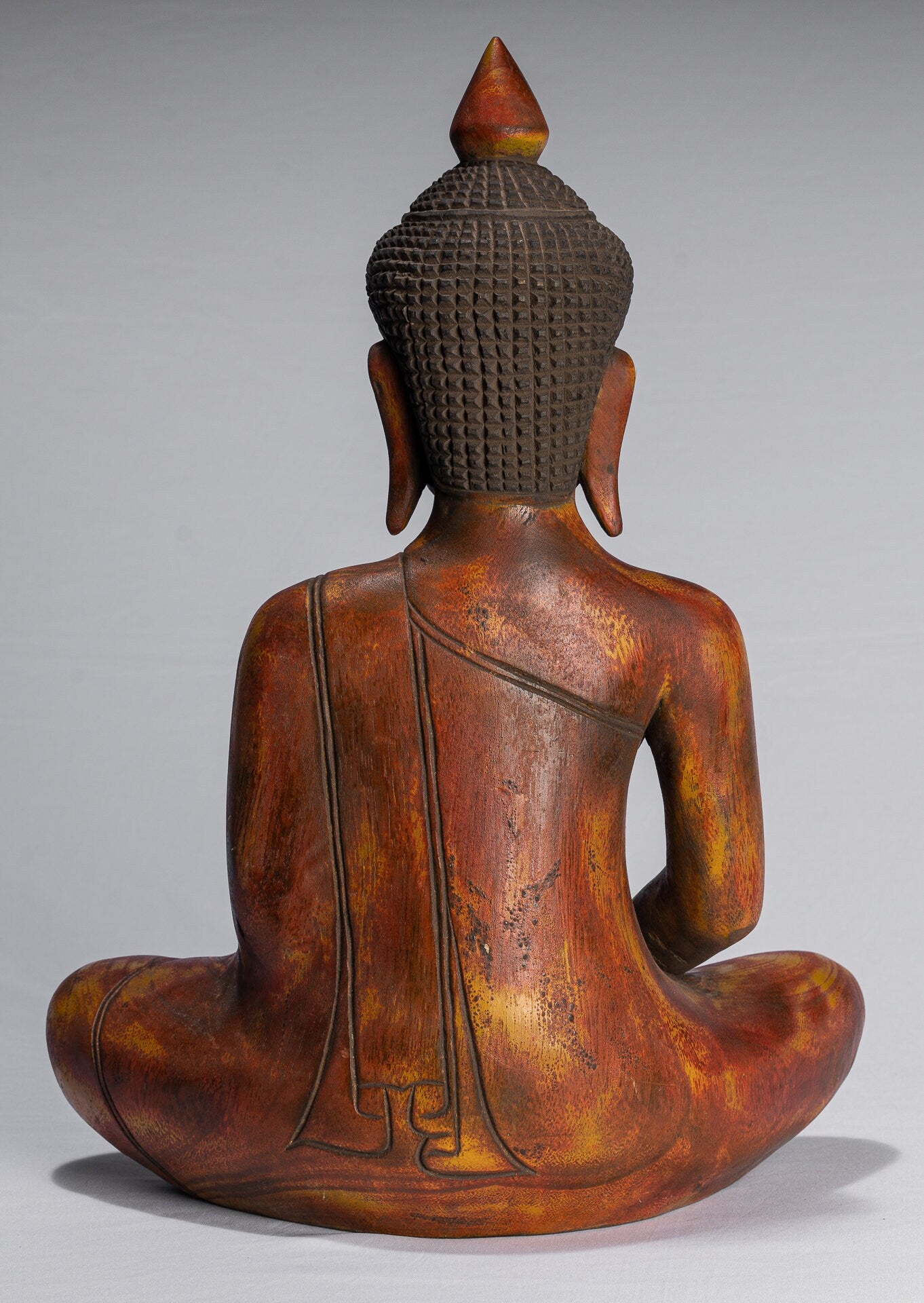 Buddha Sculpture - Antique Khmer in stile Khmer Legno Buddha Statua Dhyana Meditazione Mudra - 46 cm/18 "