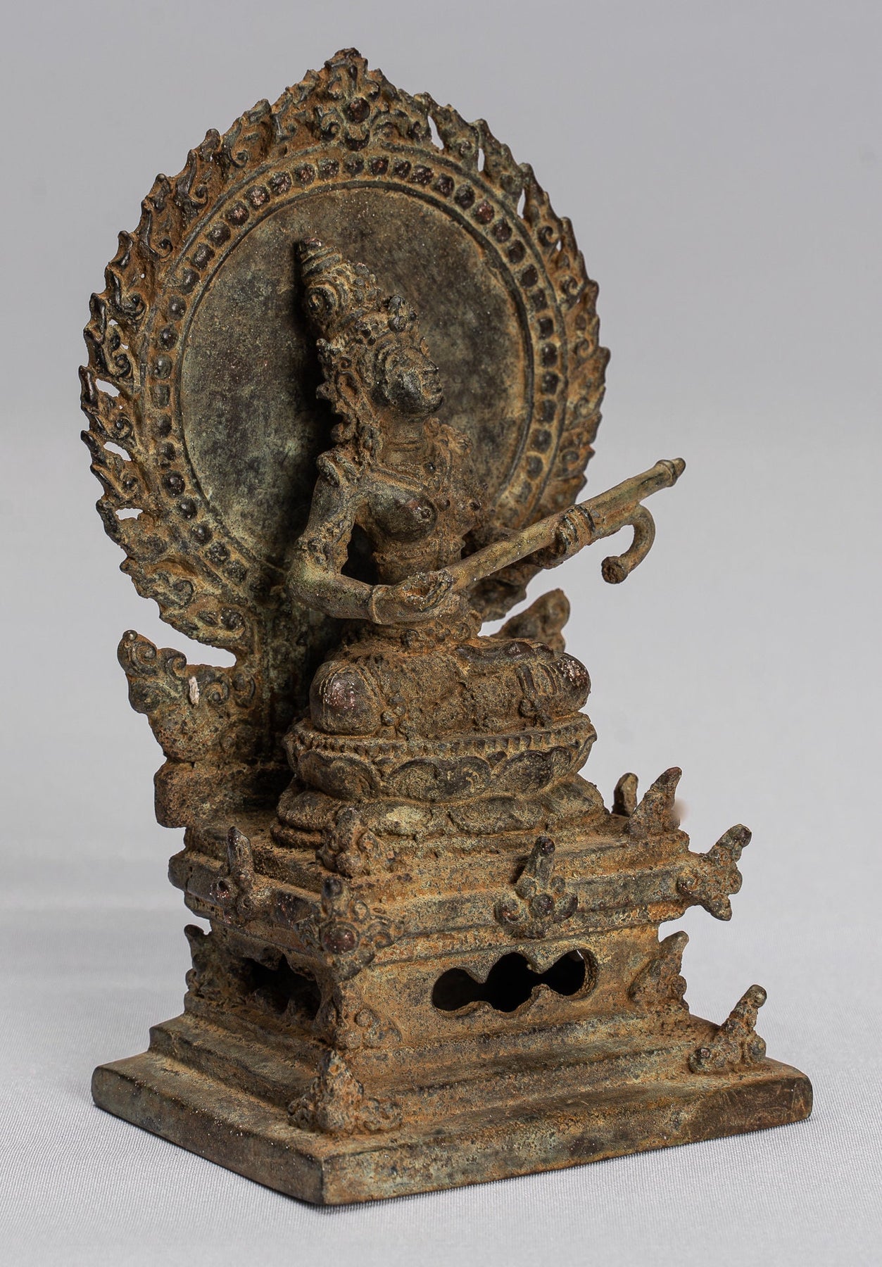 Tara Statue - Antique Java Style Majapahit Seated Bronze Devi Tara Sta ...