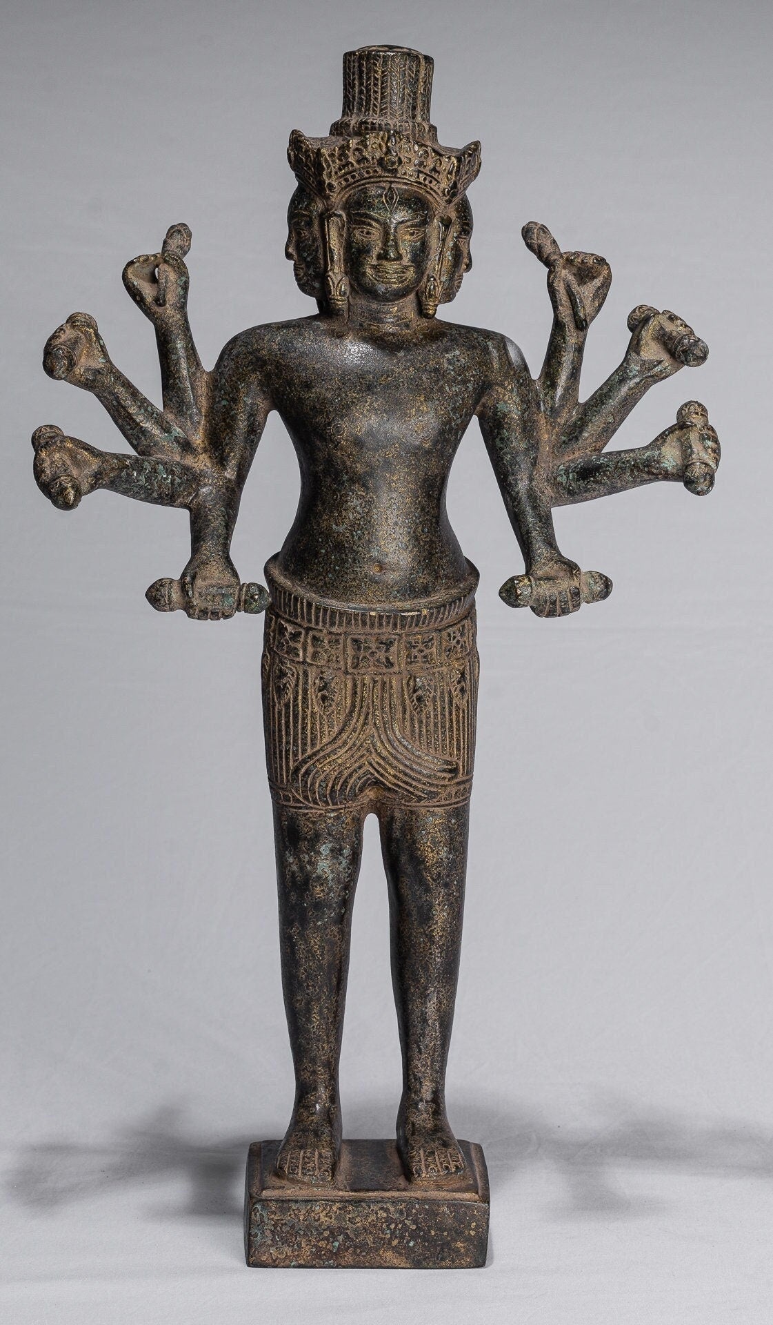 Estatua de Brahma - Estilo antiguo Khmer Koh Ker de pie Bronce Brahma - Creación de Dios Hindú - 49cm/20 "