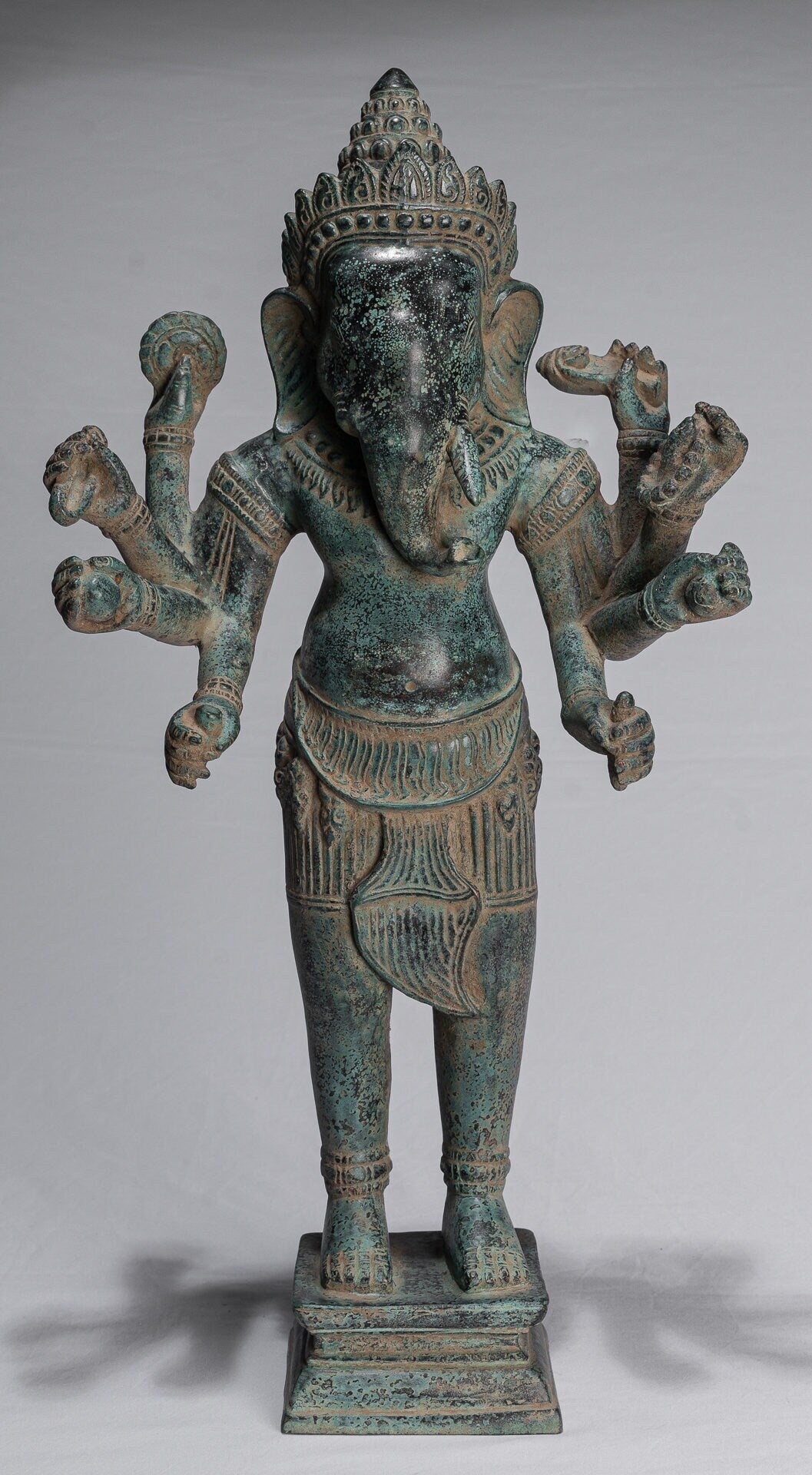 Estatua de Ganesha - Estatua de Bronce Wat Ganesha de pie de estilo montado en el estilo jemer de estilo jemer - 55cm/22 "