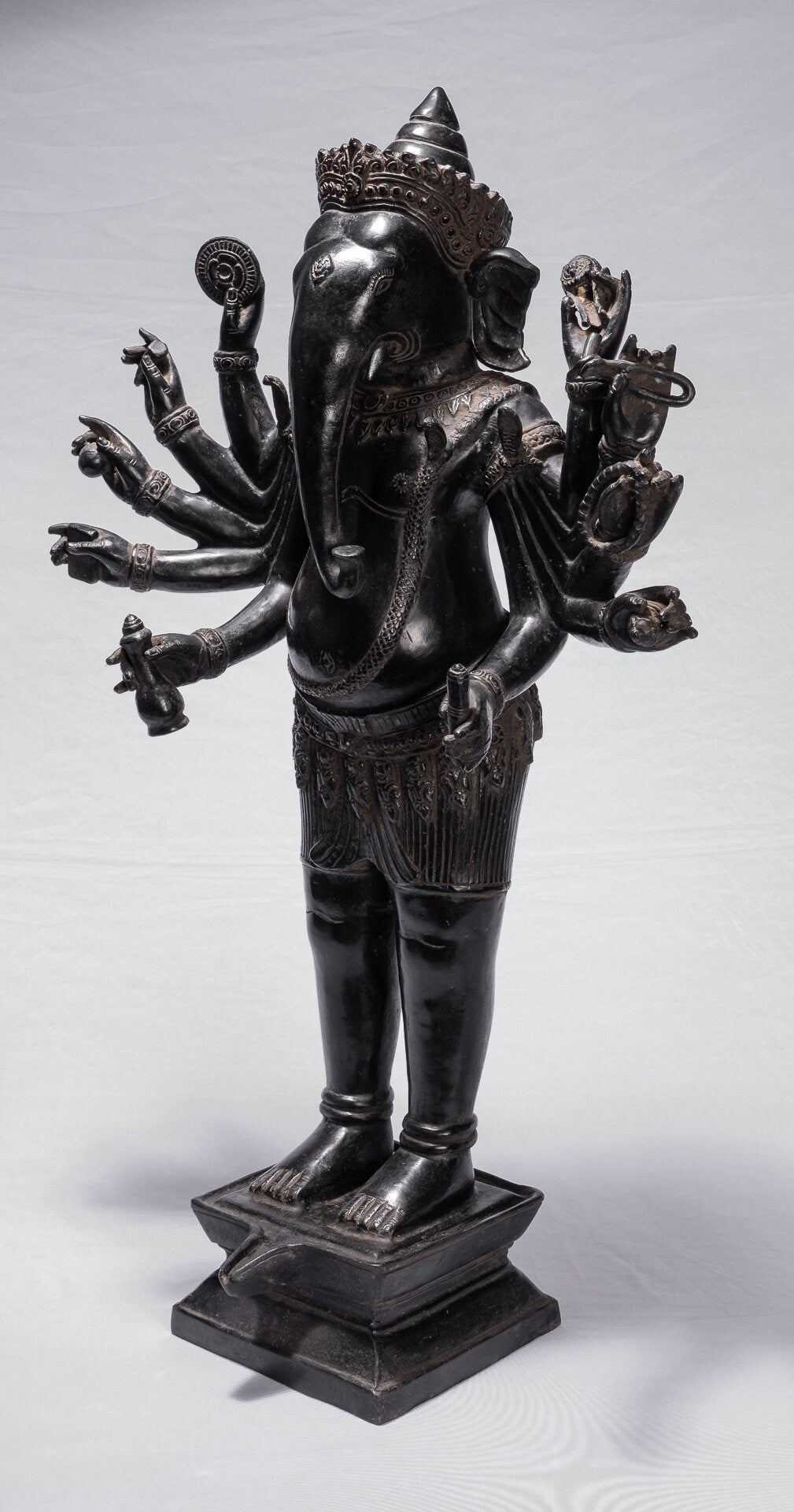 Statue Ganesha - Statua Ganesha in stile antico Khmer in piedi in piedi e Yoni - 84 cm/34 "