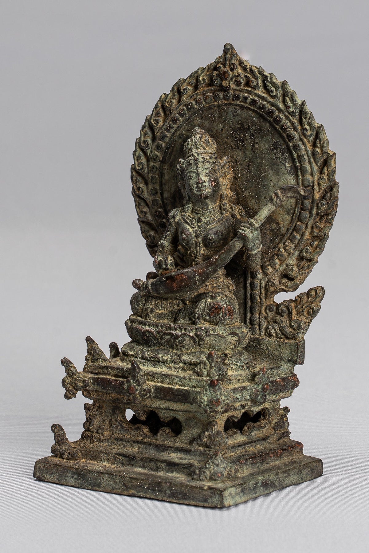 Tara Statue - Antique Java Style Majapahit Seated Bronze Devi Tara Sta ...